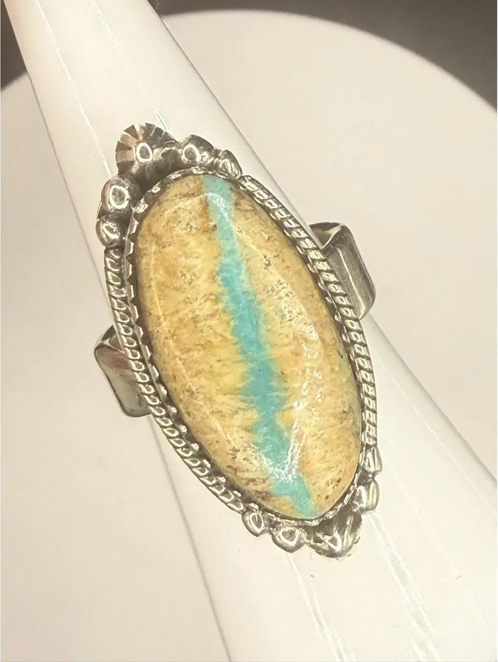 Royston Ribbon Turquoise Adjustable Sterling Silver Ring
